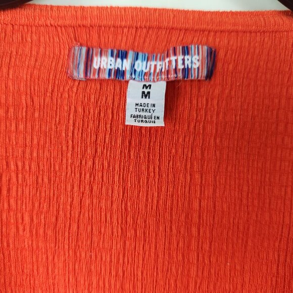 Urban Outfitters Size M Orange Long Bell Sleeve Tie Front Cropped Top - Picture 6 of 7